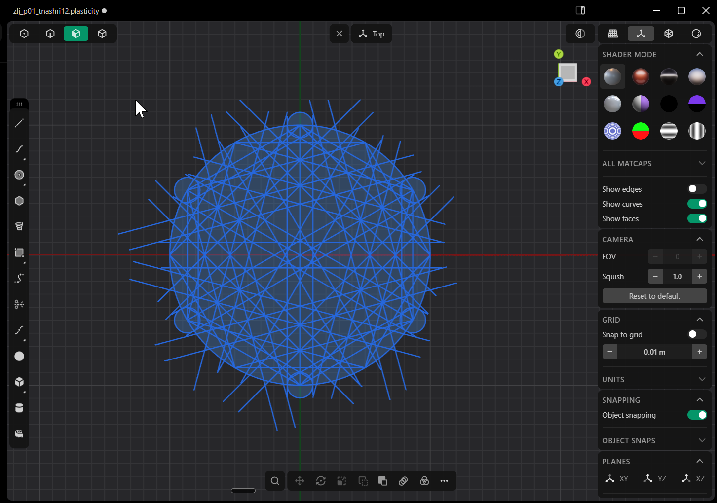 Plasticity construction view showing intersecting geometric lines for a zellige pattern