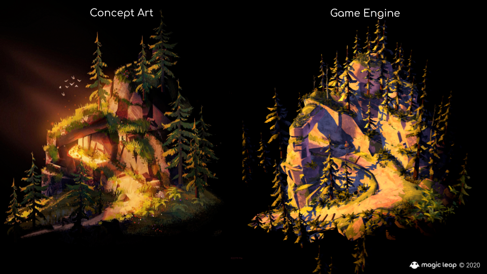 Concept art to real-time spatial experience comparison 1